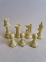 Plastic staunton chess pieces Tournament Whitman White Queen Bishop Knight Pawn - £5.30 GBP