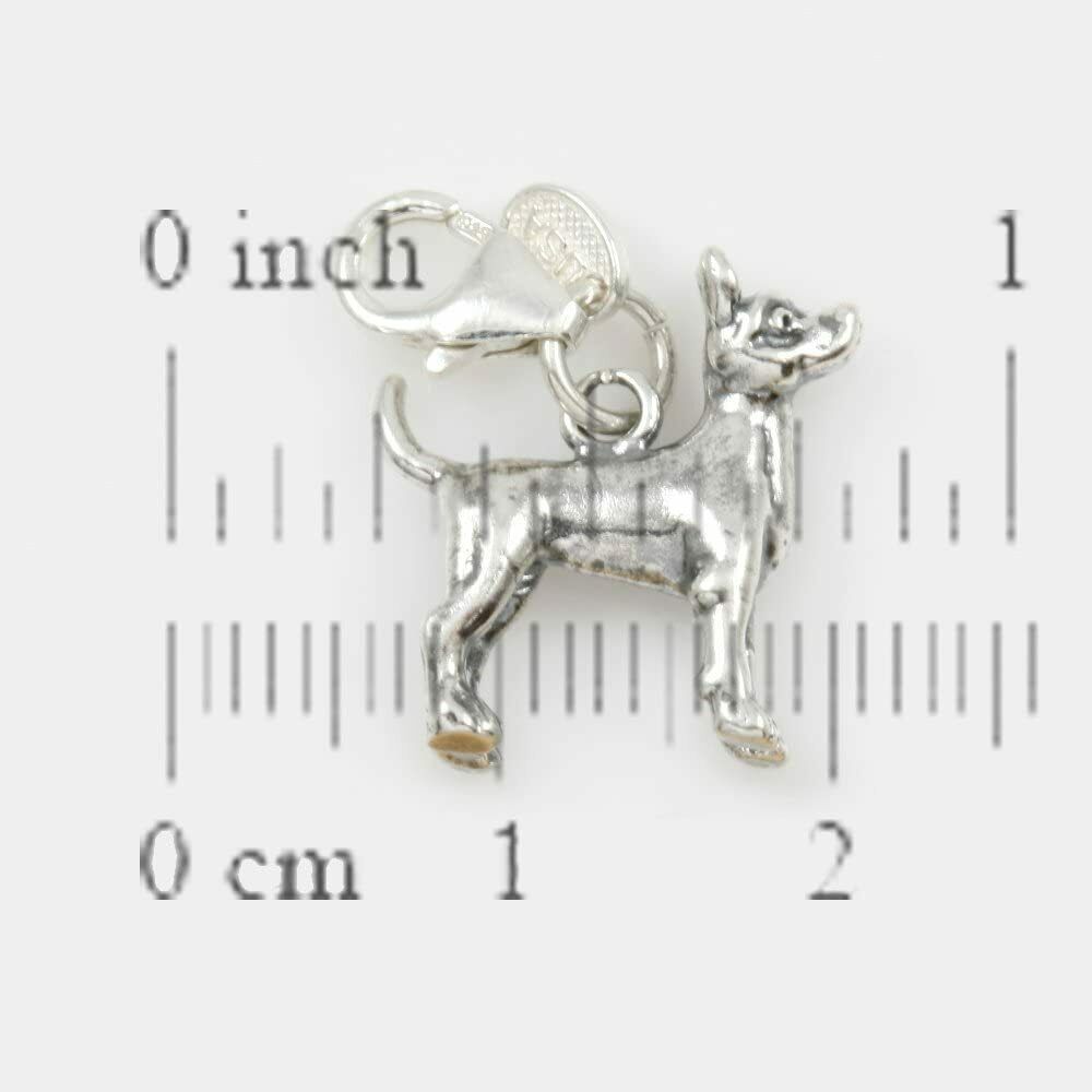 Chihuahua Dog Charm 3 Dimensional Solid Sterling Silver - $47.52