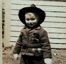Real Photo Halloween Child Cowboy Costume 1944 Rural Family Small Town Maine  - £7.12 GBP