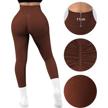 High Waist Seamless Leggings Threaded Knitted Fitness Pants Solid Women&#39;s Slimmi - £19.50 GBP+