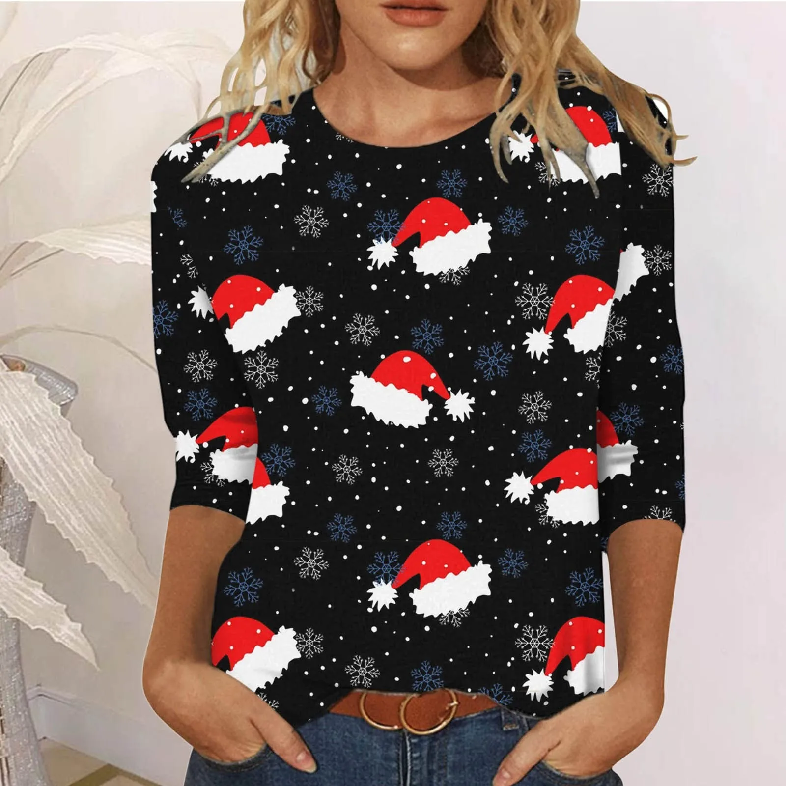 New Christmas Hoodies Sweatshirts For Women Casual Quarter Sleeve Christmas Prin - £71.09 GBP
