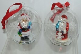 Twos Company Let It Snow Old World Santa Glass Ornament Set 2 Different Scenes image 2