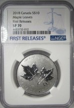 2018 Canada $10 1/2oz. .9999 Silver Maple Leaves 1st Releases NGC SP70 A... - $145.03