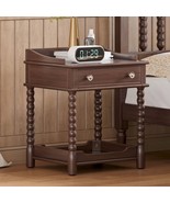 Retro Walnut Nightstand with Drawer &amp; Shelf - Bedroom Bedside Table - €138,52 EUR