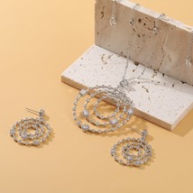 New Arrival African Women Long Chain Zircon Necklace &amp; Earrings Bridal Jewelry S - £45.57 GBP