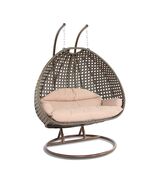 LeisureMod Beige 2-Person Wicker Egg Chair - Outdoor/Indoor Hanging Loun... - €947,29 EUR