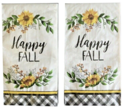 Happy Fall Thanksgiving Paper Napkins 20 CT Bath 2 Pks Buffalo Check Sunflower - £16.82 GBP