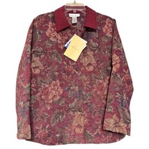 Susan Graver Dark Floral Jacket Moleskin Collar Sz Large New w Tags NWT - £21.35 GBP