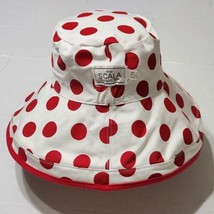 The Scala Collection Hat One Size Sun Hat Wide Brim Bucket Polka Dot Red White - £19.35 GBP