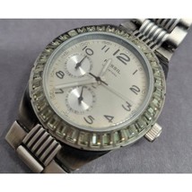 Fossil Gun Metal Silver Chronograph Watch BQ9359 Ladies Rare - $30.00