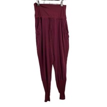 Free People High Waist Burgundy Sweatpants Stirrup Pants Drawstring Large - £21.61 GBP