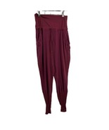 Free People High Waist Burgundy Sweatpants Stirrup Pants Drawstring Large - $27.94