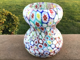 Millefiori Handmade Glass Vase 5 3/4“ Tall - £91.94 GBP