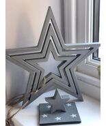 East of India Set of 4 Grey Wooden Stars. - $37.56