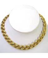 Vintage Monet Gold Textured Wheat Choker Necklace 15&quot; Curb Link - $28.71