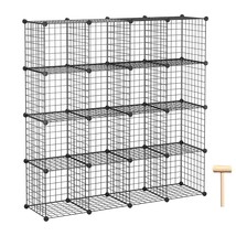 Wire Cube Storage, 16 Cubes Organizer Metal Grids Storage, Storage Bins Shelving - £78.76 GBP