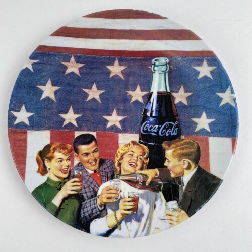 Primary image for Coca-Cola Collectible Plate 2002 American Flag Brand Melamine Sakura
