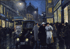 Framed Canvas Art Print Giclee Paul Fischer An Evening Stroll On The Boulevard - £31.13 GBP+
