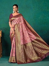 Women&#39;s Silk Blend floral Woven Saree With Blouse Piece - $21.21