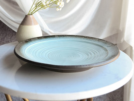 Pack Of 3 Ceramic Zen Blue Tao Swirl Dinner Lunch Entree Salad Plates 10.25&quot;D - £32.07 GBP