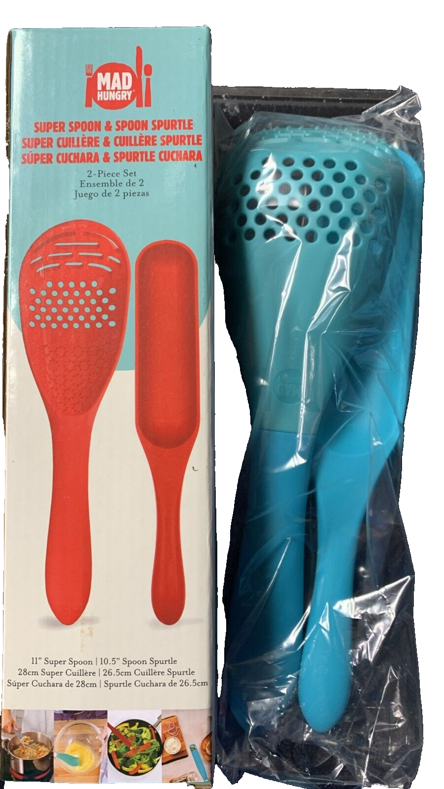 Mad Hungry Spurtle Silicone Set 2-PieceKitchen Super Spoon &amp; Spurtle blu... - $21.66