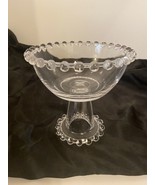 Ambiance Crystal Glass Beaded Clear Footed Compote Bowl, 5 1/2 tall, 5 5... - $17.63 CAD