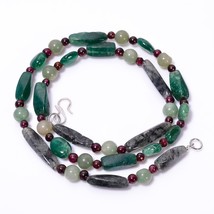 Green Aventurine Rutile Quartz Garnet Smooth Beads Necklace 3-21 mm 18&quot; UB-8591 - £7.84 GBP