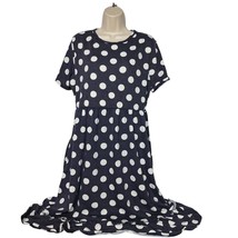 Beeson River Plus Shift Dress Size 2XL Black White Polka Dot Pockets Ruf... - €20,92 EUR