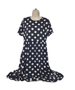 Beeson River Plus Shift Dress Size 2XL Black White Polka Dot Pockets Ruf... - $33.28 CAD