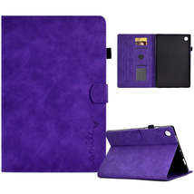 For Samsung Galaxy Tab A9 Embossed Smile Flip Smart Leather Tablet Case(Purple) - £7.11 GBP