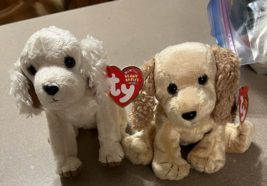 Ty Beanie Baby Sis And Laptop The Cocker Spaniel 6&quot; Lot Set Pair Twins - £15.53 GBP