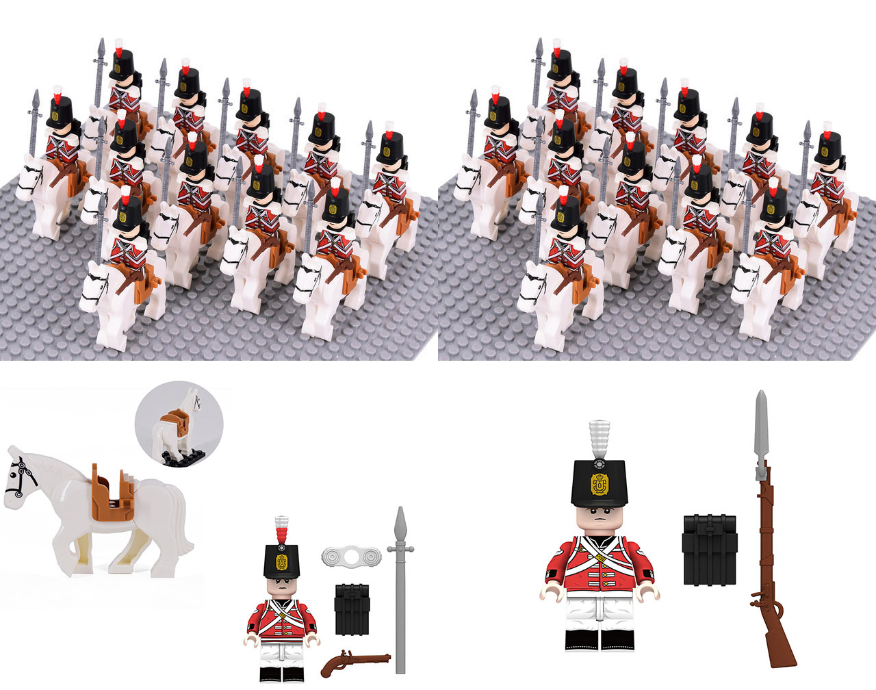 44pcs Napoleonic Wars Mounted British Fusiliers Soliders Collection Minifigures - $60.89