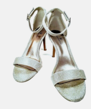 Women Size 7 High Heels Silver Sandal Dressy Prom Bridal Formal WORTHINGTON - £15.62 GBP