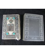 VTG Hebrew English Silver Metal Bible Jewish Turquoise Israel 67  Siddur... - £53.75 GBP