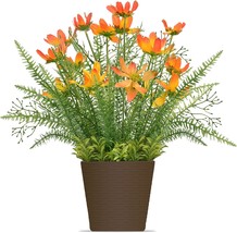 Orange 14.7 Inch Luxsego Artificial Flowers, Silk Coreopsis Faux Flowers, Idea. - £23.18 GBP