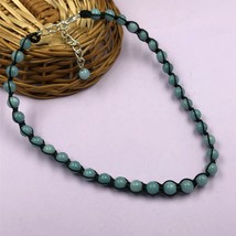 Aquamarin Gefärbt 8x8 MM Perlen Verstellbar Gewinde Halskette ATN-39 - $13.86