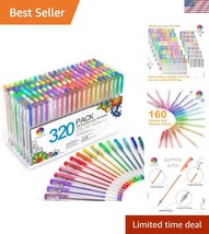 Professional 320 Pack Gel Pens - 160 Unique Colors &amp; Eco-Friendly Refills - $42.00