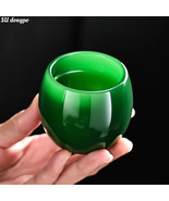 Emperor Green Jade Porcelain Cup Merit Cup Glass Retro Cha Wan Dark Gree... - $29.91 CAD