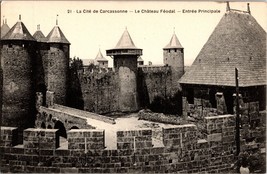c1910 Carcassonne France Medieval Feudal Castle Main Entrance Collotype Postcard - £7.80 GBP