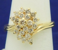 1/2 ct DIAMOND COCKTAIL RING REAL SOLID 14 K GOLD 3.5 g SIZE 6.5 - £782.39 GBP