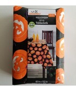 Halloween Pumpkins Vinyl Tablecloth 60 x 102 Black Orange Glow in the Da... - $31.44 CAD