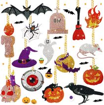 15 Pcs Halloween DIY 5D Diamond Painting Keychain Full Drill Making Key Chains K - £12.66 GBP