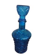 Blue Decanter Glass 9.5&quot; Knight Diamond Pattern Cobolt - $13.90