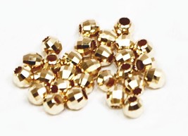 5 pcs 14k solid yellow gold 2-3 mm round MIRROR facet  beads / loose - £20.23 GBP