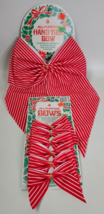 Vtg NOS Holiday Trims Red White Velvet Flocked Christmas Bows 1 Large 6 ... - £11.65 GBP