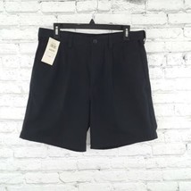 Haggar Clothing Shorts Mens Size 32 Black Pleated 100% Cotton Chino Shorts - £19.97 GBP