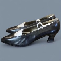 Vintage Valerie Stevens  leather scallop edge heels Black Women’s Size 8 - £19.47 GBP