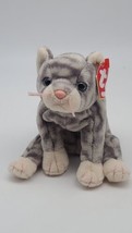 Ty Beanie Baby &quot;Silver&quot; Cat Plush Stuffed Toy 6&quot; Gray Spotted RARE - £10.99 GBP