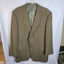 Mens Hickey Freeman Brown check/plaid Wool/Cashmere 2 button Blazer Size 46 Reg - £38.52 GBP