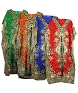 Women Caftan Long Kaftan Dress Hippy Boho Maxi Tunic Dress Red Blue Gree... - £24.89 GBP